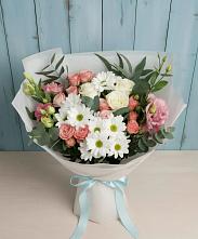 Букет цветов из:  Розы, Лизиантусы и Хризантемы в Горные Ключи
