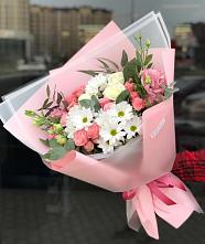 Букет цветов из:  Розы, Лизиантусы и Хризантемы в Горные Ключи