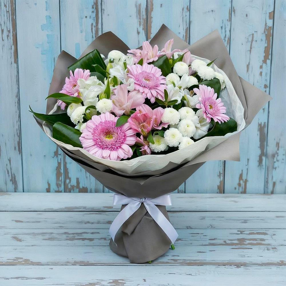 Букет цветов из: Герберы, Альстромерии и Хризантемы в Горные Ключи